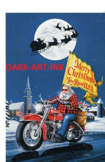 David Mann Art Merry Christmas Print Easyriders Harley Davidson Toy 