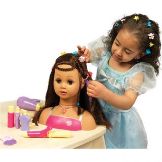 This fun Dream Dazzlers styling head includes a hair dryer, hair brush 