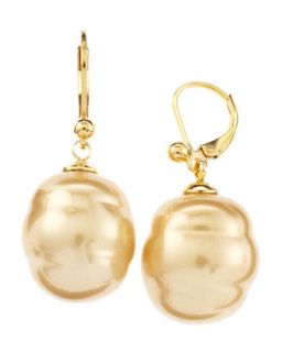 Baroque Pearl Drop Earrings, Champagne   