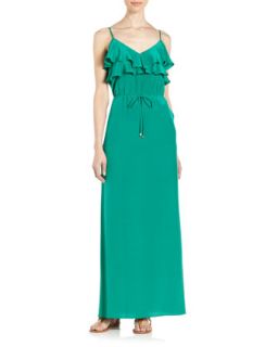 Ruffled Maxi Dress, Green   
