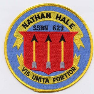 USS Nathan Hale SSBN 623   Three Arrows in Shield BC Patch Cat No B533
