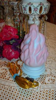 FENTON BLUE BUMESE FLAME LAMP, COLLECTORS CLUB OFFERING