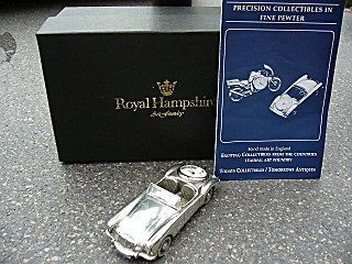   ROADSTER MODEL 143 SCALE ROYAL HAMPSHIRE PEWTER CAR WITH CLOCK BOXED