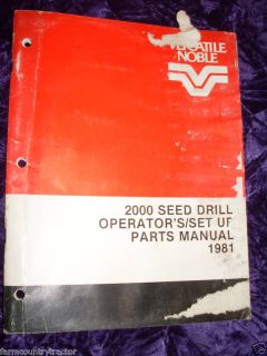 Versatile 2000 Seed Drill (1981) Operators/Part​s Manual