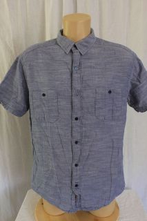 Hang Ten Size LARGE Washed Out Blue SS Button Up Shirt Cotton