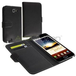   Galaxy Note N7000 New Blk Flip Leather Wallet Case Pouch Card Holder