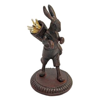 Victorian Hare Wandering Cast Iron Matchstick Holder Jaunty Eared 