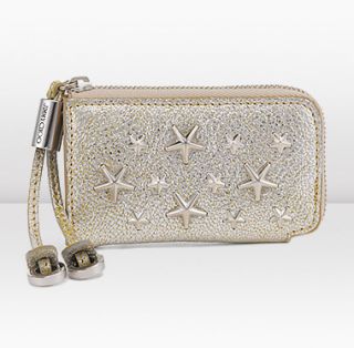 Jimmy Choo  Roma  Glitter Leather and Star Studded Zip Around Wallet 