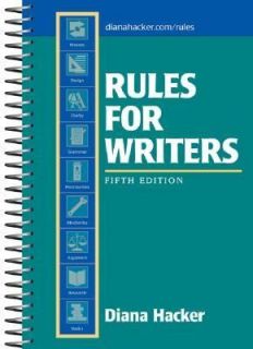 Rules for Writers by Diana Hacker 2003, Paperback