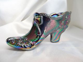 Mosser Glass Purple Carnival Bow Shoe Slipper New