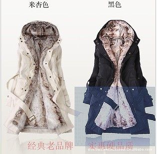 Womens Winter Coat with Faux Fur Ling 2 in 1 Hood Fur Parka Overcoat 