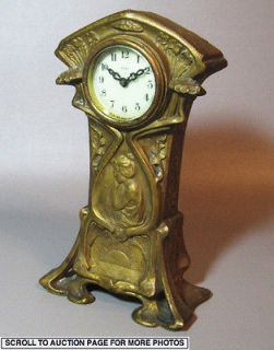 Gilt Metal c1930 Art Nouveau Clock New Haven Clock Co