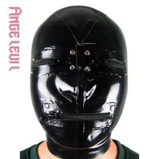Angelevil Brand Handmade Latex Rubber Hood Mask mouth & eyes zipper 