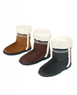 ISO ISOTONER MICROSUEDE Fuzzy Plush SHERPA Slippers Boots BLACK BROWN 