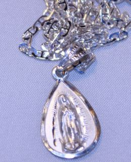 Virgen de Guadalupe Drop Pendant .925 Sterling Silver with Chain