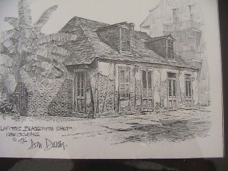 Vintage 1976 Don Davey New Orleans Pencil Sketch Print
