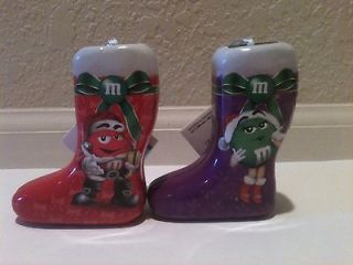   Christmas Stocking Ornament Tins Red & Ms Green sealed with candy NWT