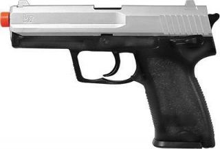 Heavy Weight Silver Black AirSoft Hand Gun Extra BBs Fiber Optic 