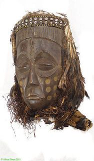 Leele Mask with Raffia /Feather Headdress DR Congo Africa