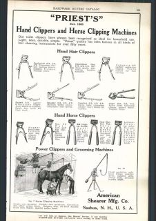 1927 Ad American Shearer Mfg Co Priests Hand Clipper Horse Machine 