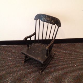 Nichols And Stone Black Hitchcock Style Childrens Rocking Chair