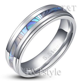 Newly listed T&T 6mm Stainless Steel Mother Pearl Wedding Band Ring 