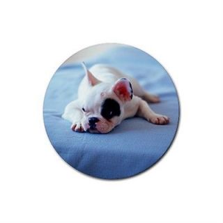 French BullDog Puppy Dog Round Rubber Coaster (set of 4)