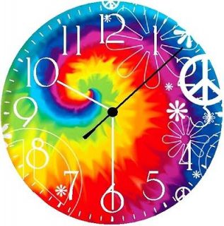 Newly listed TIE DYE PEACE SIGN Wall Clock * GLOW IN THE DARK * New
