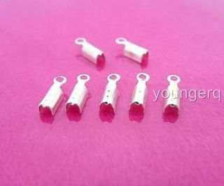   200 Pcs Silver Plated Cord Crimp End Beads 10mm*3mm Jewelry making
