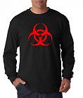 Biohazard Hazmat Hazard Symbol Long Sleeve Tee Shirt