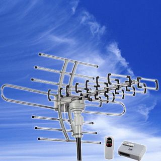 HDTV Outdoor Amplified Antenna HD TV 38dB Rotor Remote 360°UHF/VHF/FM 