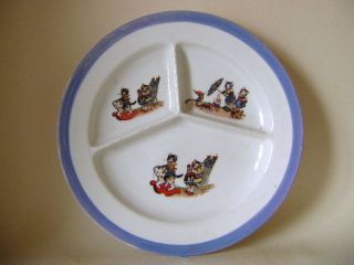 CZECH UNION MUSTERSCHUTZ EARLY CHILDS PARTITIONED PLATE CAT THEME
