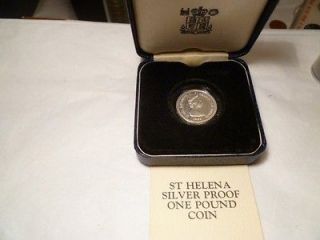 RARE1984 PROOF ST. HELENA & ASCENSION SILVER ONE POUND W/DISPLAY BOX 