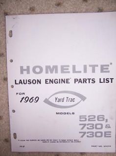 69 Homelite Yard Trac 730+ Parts List Lauson Engine N