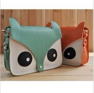 Lovely Contrast Color Owl Messenger Pu Material Hobo Shoulder Bag 
