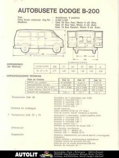 1970 Dodge B200 Wagon Van Truck Brochure Venezuela