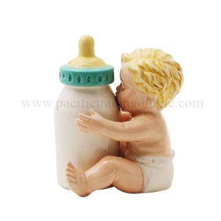 Baby With milk Bottle Cute Attractives Ceramic Magnetic Salt Pepper 