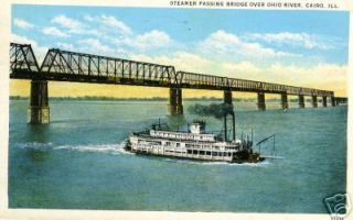 Cairo,IL. Steamer passing Bridge over the Ohio River