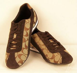 COACH Hilary 12CM Signature Suede Khaki/Bronze Womens Sneakers Shoes 