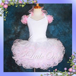 Girl White Pink Cup Cake Halter National Pageant Dress DIY Shell Kid 