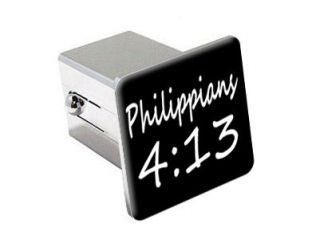   13   Christian Bible Verse   2 Chrome Tow Hitch Cover Plug Insert