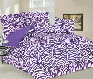 piece queen zebra faux fur bedding comforter set purple free 