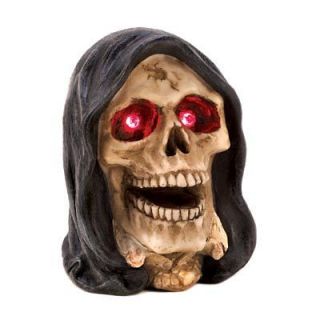 Lighted GRIM REAPER HEAD Skull Halloween Decoration Prop Lights up