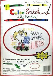 Color Stitch Kits For Kids   Homework Hurts (Sally) NIP