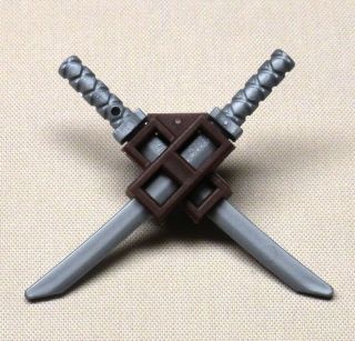 NEW Lego NINJAGO Minifig Sword Weapon & Scabbard WITH Two Katanas 