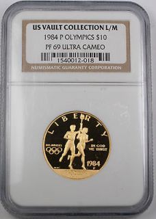 1984 P $10 Olympic Gold Commemorative, NGC PR 69 Ultra Cameo US Vault 