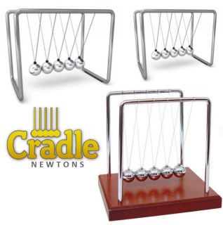 Newtons Cradle Steel Wood Balance Balls Physics Science Pendulum Desk 