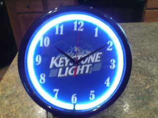 Keystone Light White Plasma Clock NEW Keith Stone