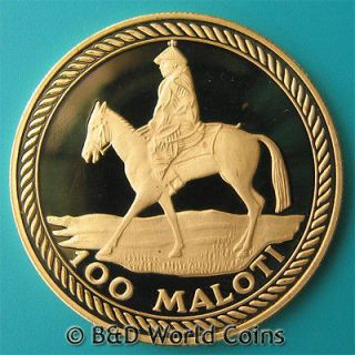   100 MALOTI .26oz GOLD PROOF EQUESTRIAN HORSE INDEPENDENCE RARE COIN