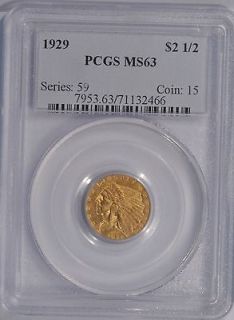 Newly listed 1929 $2.50 Gold Indian PCGS MS63 (Gold Quarter Eagle)